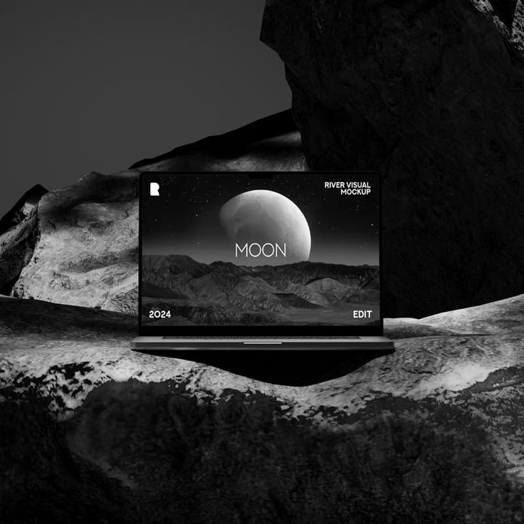 Free Moon Walk Macbook Pro Mockup PSD